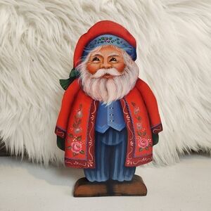 Vintage Santa Traditional Decor Wood Sculpture 1990s Father Christmas Russia